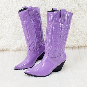 Lilac Purple Patent Western Cowboy Cowgirl Boots